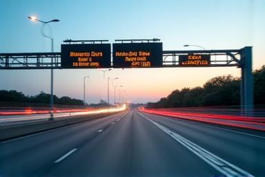 Bild: Autobahn mit dynamischen Anzeigen