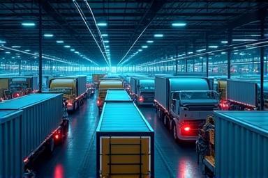 Bild: Logistikzentrum mit LKWs
