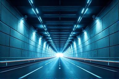 Bild: Tunneleinfahrt mit Überwachungstechnik
